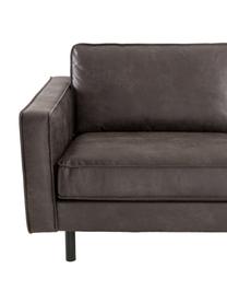 Divano 4 posti in pelle riciclata Hunter, Rivestimento: pelle riciclata (70% pell, Struttura: legno di pino massiccio e, Piedini: metallo verniciato a polv, Pelle grigio marrone, Larg. 264 x Prof. 90 cm
