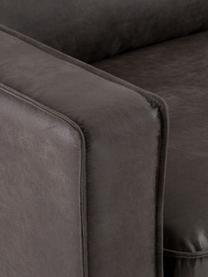 Divano 4 posti in pelle riciclata Hunter, Rivestimento: pelle riciclata (70% pell, Struttura: legno di pino massiccio e, Piedini: metallo verniciato a polv, Pelle grigio marrone, Larg. 264 x Prof. 90 cm