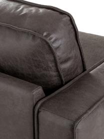 Divano 4 posti in pelle riciclata Hunter, Rivestimento: pelle riciclata (70% pell, Struttura: legno di pino massiccio e, Piedini: metallo verniciato a polv, Pelle grigio marrone, Larg. 264 x Prof. 90 cm
