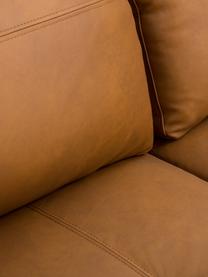 Sofa skórzana z drewnianymi nogami Canyon (3-osobowa), Tapicerka: skóra częściowo anilinowa, Nogi: drewno bukowe, metal, Koniakowy, S 225 x G 100 cm