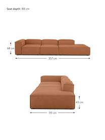 Méridienne modulable XL Lennon, Tissu nougat, larg. 357 x prof. 119 cm, dossier à droite