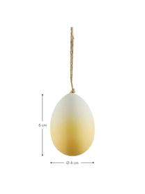 Handgefertigte Deko-Anhänger Essie, 3 Stück, Kunststoff, Gelb, Weiß, Ø 4 x H 6 cm