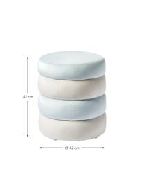 Puf de terciopelo Alto de Noor Kleinenberg de Groot, Tapizado: terciopelo (100% poliéste, Estructura: madera de pino maciza, ma, Terciopelo blanco, azul claro, Ø 42 x Al 47 cm