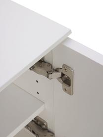 Tv meubel Elyn met deuren in wit, Frame: gelakt middeldichte vezep, Poten: gepoedercoat metaal, Wit, B 180 x H 55 cm