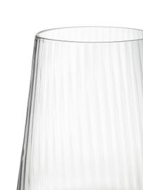 Vasos artesanales con relieves Cami, 4 uds., Vidrio soplado artesanalmente, Transparente, Ø 8 x Al 10 cm