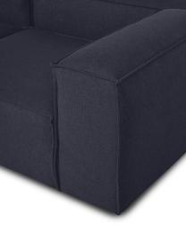 Divano angolare componibile XL Lennon, Rivestimento: 100% poliestere Con 115.0, Struttura: legno di pino massiccio, , Piedini: plastica, Tessuto blu scuro, Larg. 329 x Alt. 68 cm, chaise-longue a sinistra
