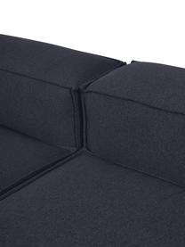 Divano angolare componibile XL Lennon, Rivestimento: 100% poliestere Con 115.0, Struttura: legno di pino massiccio, , Piedini: plastica, Tessuto blu scuro, Larg. 329 x Alt. 68 cm, chaise-longue a sinistra