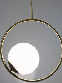 Hanglamp Chloe van opaalglas, Lampenkap: opaalglas, Baldakijn: vermessingd metaal, Wit, messingkleurig, 40 x 51 cm