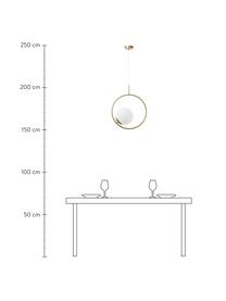 Hanglamp Chloe van opaalglas, Lampenkap: opaalglas, Baldakijn: vermessingd metaal, Wit, messingkleurig, 40 x 51 cm