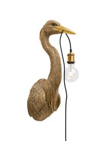 Grote handgemaakte wandlamp Heron met stekker, Lamp: polyresin, Fitting: metaal, Bruin, D 26 x H 62 cm