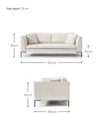 Sofá Emma (3 plazas), Tapizado: poliéster Alta resistenci, Estructura: madera de pino macizo con, Patas: metal con pintura en polv, Tejido blanco crema, An 227 x F 100 cm