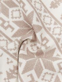 Federa arredo ricamata con motivo norvegese Orkney, 100% cotone, Beige, bianco crema, Larg. 45 x Lung. 45 cm