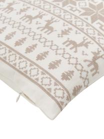 Housse de coussin brodée à motif norvégien Orkney, 100 % coton, Beige, larg. 45 x long. 45 cm