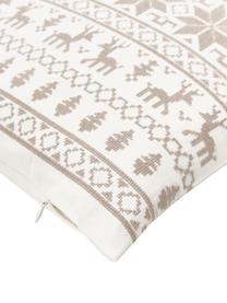 Vyšívaný povlak na polštář s norským vzorem Orkney, 100% bavlna, Béžová, bílá, Š 45 cm, D 45 cm