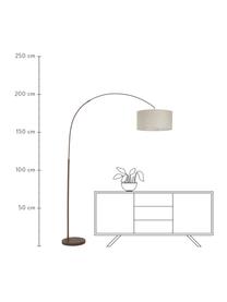 Lampada grande ad arco Niels, Base della lampada: metallo verniciato a polv, Paralume: lino, Beige, marrone, Larg. 157 x Alt. 218 cm