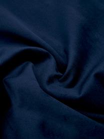 Funda de cojín de mezcla de terciopelo y lino a rayas Maui, Parte delantera: 100% lino, Azul oscuro, blanco, An 45 x L 45 cm