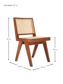Krzesło z drewna z plecionką wiedeńską Sissi, Stelaż: lite drewno dębowe, Ciemne drewno z plecionką wiedeńską, S 46 x G 56 cm