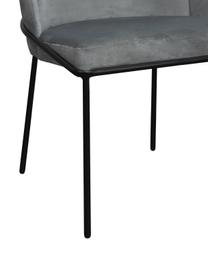 Sedia imbottita in velluto grigio Polly, Rivestimento: velluto (100% poliestere), Gambe: metallo, Velluto grigio scuro, nero, Larg. 57 x Prof. 55 cm