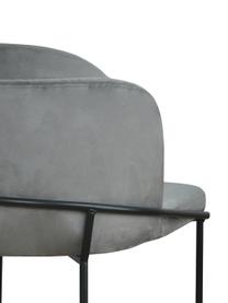 Sedia imbottita in velluto grigio Polly, Rivestimento: velluto (100% poliestere), Gambe: metallo, Velluto grigio scuro, nero, Larg. 57 x Prof. 55 cm