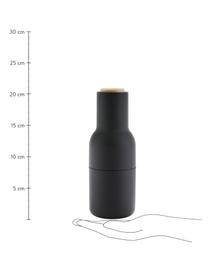 Designer Salz- & Pfeffermühle Bottle Grinder mit Buchenholzdeckel, 2er-Set, Korpus: Kunststoff, Mahlwerk: Keramik, Deckel: Holz, Anthrazit, Weiß, Buchenholz, Ø 8 x H 21 cm