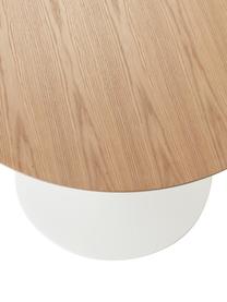 Okrągły stół do jadalni z fornirem z drewna jesionowego Menorca, Blat: fornir z drewna jesionowe, Noga: metal malowany proszkowo, Drewno naturalne, biały, Ø 100 x W 75 cm