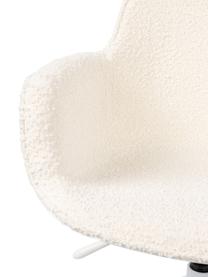 Bouclé-Schreibtischstuhl Albert, höhenverstellbar, Bezug: 100 % Polyester Der strap, Rahmen: Aluminium, geschliffen, Sitzschale: 100 % Polypropylen, Bouclé Weiß, B 59 x T 52 cm