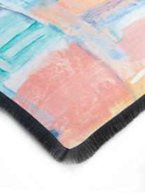 Kussenhoes Colori in aquarel look in pasteltinten met franjes, Franjes: 100% polyester, Meerkleurig, B 50 x L 50 cm