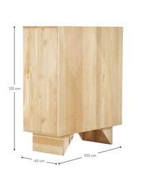 Rangement en bois de frêne massif Louis, Bois de frêne, larg. 100 x haut. 120 cm