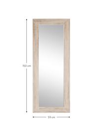 Espejo de pared de madera Furrows, Espejo: cristal, Beige, blanco, An 59 x Al 150 cm