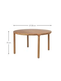 Table ronde bois de frêne Storm, Ø 128 cm, Bois de frêne, MDF (panneau en fibres de bois à densité moyenne), Bois de frêne, Ø 128 x haut. 75 cm