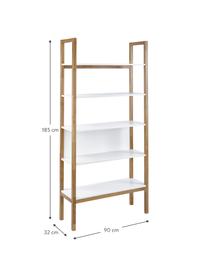 Libreria con struttura in legno di quercia Farringdon, Struttura: legno di quercia massicci, Ripiani: pannello di fibra a media, Bianco, legno di quercia, Larg. 90 x Alt. 185 cm