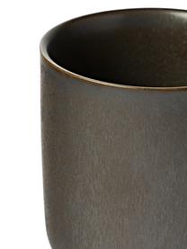 Taza artesanal New Norm, Porcelana, Marrón oscuro, Ø 8 x Al 9 cm, 210 ml