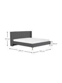 Cama tapizada en terciopelo Dusk, Tapizado: terciopelo de poliéster A, Estructura: madera de pino maciza con, Patas: metal con pintura en polv, Terciopelo gris antracita, An 140 x L 200 cm