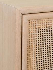 Chiffonnier de madera Cayetana, Estructura: tablero de fibras de dens, Patas: madera de bambú pintada, Madera clara, An 80 x Al 101 cm