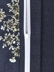 Baumwollsatin-Bettwäsche Lauren mit Blüten-Muster, Webart: Satin Baumwollsatin wird , Dunkelblau, 200 x 200 cm + 2 Kissen 80 x 80 cm