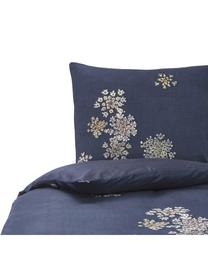 Baumwollsatin-Bettwäsche Lauren mit Blüten-Muster, Webart: Satin Baumwollsatin wird , Dunkelblau, 200 x 200 cm + 2 Kissen 80 x 80 cm