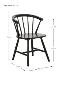 Sedia in legno nero design Windsor Megan 2 pz, Legno di albero della gomma laccato, Nero, Larg. 53 x Prof. 52 cm