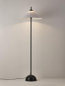 Vloerlamp Vica met marmeren voet, Lampenkap: linnen (100% polyester), Lampvoet: gepoedercoat metaal, Wit, zwart, Ø 50 x H 160 cm