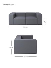 Modulares Outdoor-Sofa Simon (3-Sitzer) in Dunkelgrau, Bezug: 88% Polyester, 12% Polyet, Gestell: Siebdruckplatte, wasserfe, Webstoff Dunkelgrau, B 210 x T 105 cm