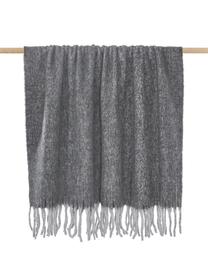 Plaid Verlee mit Fransenabschluss, 100 % Polyester, Grau, B 130 x L 170 cm