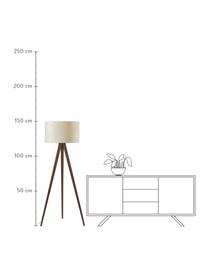 Lampa podłogowa trójnóg z litego drewna w stylu scandi Jake, Odcienie kremowego, brązowy, Ø 60 x W 150 cm
