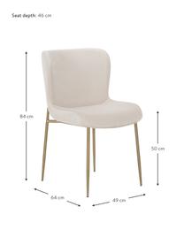 Fluwelen stoel Tess, Bekleding: fluweel (polyester) Met 3, Poten: metaal, gepoedercoat, Fluweel beige, goudkleurig, B 49 x D 64 cm