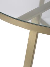 Mesa de centro Fortunata, tablero de cristal, Tablero: vidrio endurecido, Estructura: metal cepillado, Transparente, dorado, Ø 100 x Al 40 cm