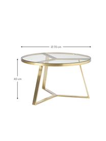 Kulatý konferenční stolek Fortunata, Transparentní, zlatá, Ø 100 cm