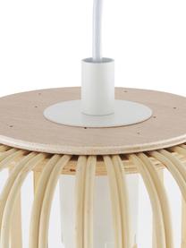 Kleine hanglamp Adam van bamboehout, Lampenkap: bamboe, hout, Baldakijn: gepoedercoat metaal, Wit, beige, Ø 21  x H 24 cm