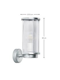 Outdoor wandlamp Linton, Diffuser: kunststof, Zilverkleurig, Ø 13 x H 30 cm