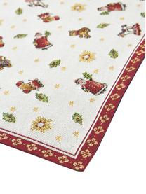 Runner con motivo natalizio Delight, 70% cotone, 30% poliestere, Bianco, rosso, fantasia, Larg. 49 x Lung. 143 cm