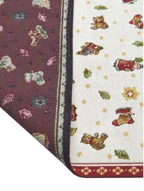 Runner con motivo natalizio Delight, 70% cotone, 30% poliestere, Bianco, rosso, fantasia, Larg. 49 x Lung. 143 cm