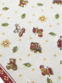 Tafelloper Delight met kerstpatroon, 70% katoen, 30% polyester, Wit, rood, patroon, B 49 x L 143 cm