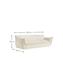 Divano 3 posti in tessuto Gia, Struttura: legno di pino, compensato, Tessuto bianco crema, Larg. 250 x Prof. 96 cm